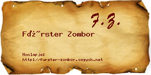 Fürster Zombor névjegykártya
